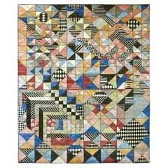 8'1 "x9'8" Buntes Bauhaus inspiriertes geometrisches Design Handgeknüpfter Teppich aus reiner Wolle