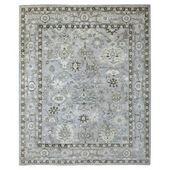 8'1"x9'8" Gray Angora Oushak Hand Knotted Soft Afghan Wool Oriental Rug