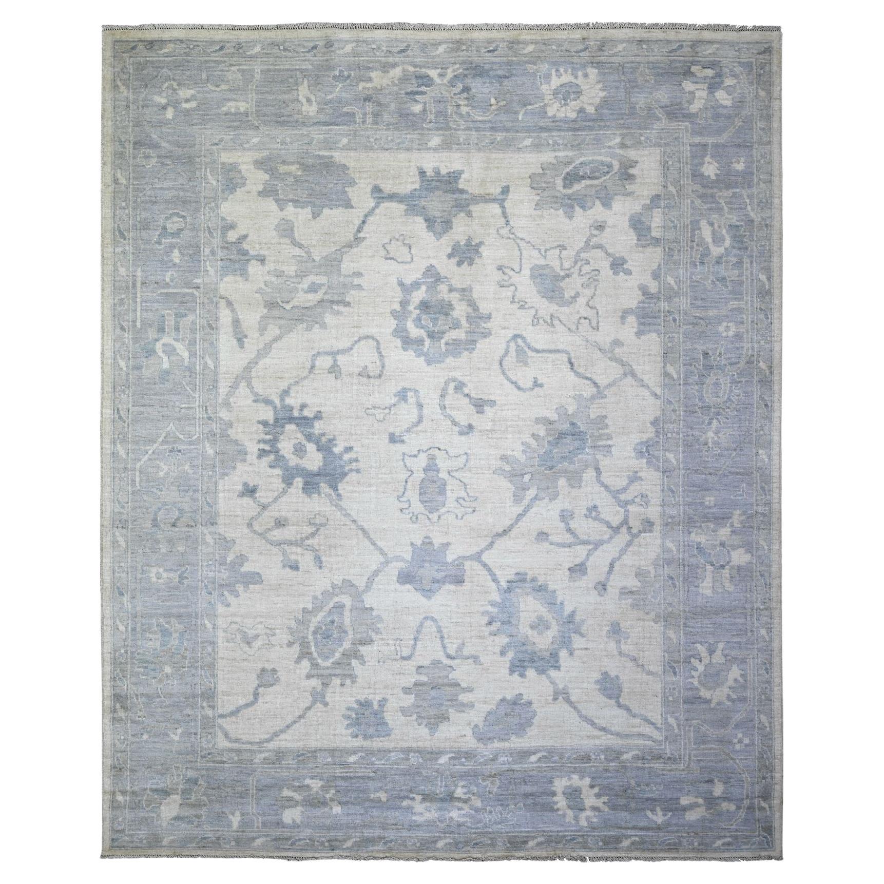 8
1 "x9
8" Elfenbein, Handgeknüpft Afghan Angora Oushak, Weiche Wolle Orientteppich