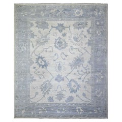 8'1"x9'8" Ivory, Hand Knotted Afghan Angora Oushak, Soft Wool Oriental Rug