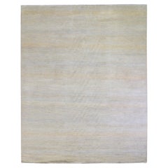 8'1 "x9'8" Jaune Tapis d'Orient en laine et soie noué à la main Grass Design Rugs