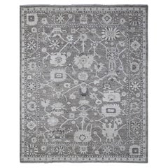 8'1"x9'9" Agreeable Gray Wool Weft Angora Oushak Hand Knotted Oriental Rug