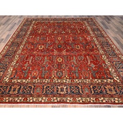 8'1 "x9'9" Berry Red Pure Wool Hand Knots Rugs Bijar Garus Design Aryana Grade Rug
