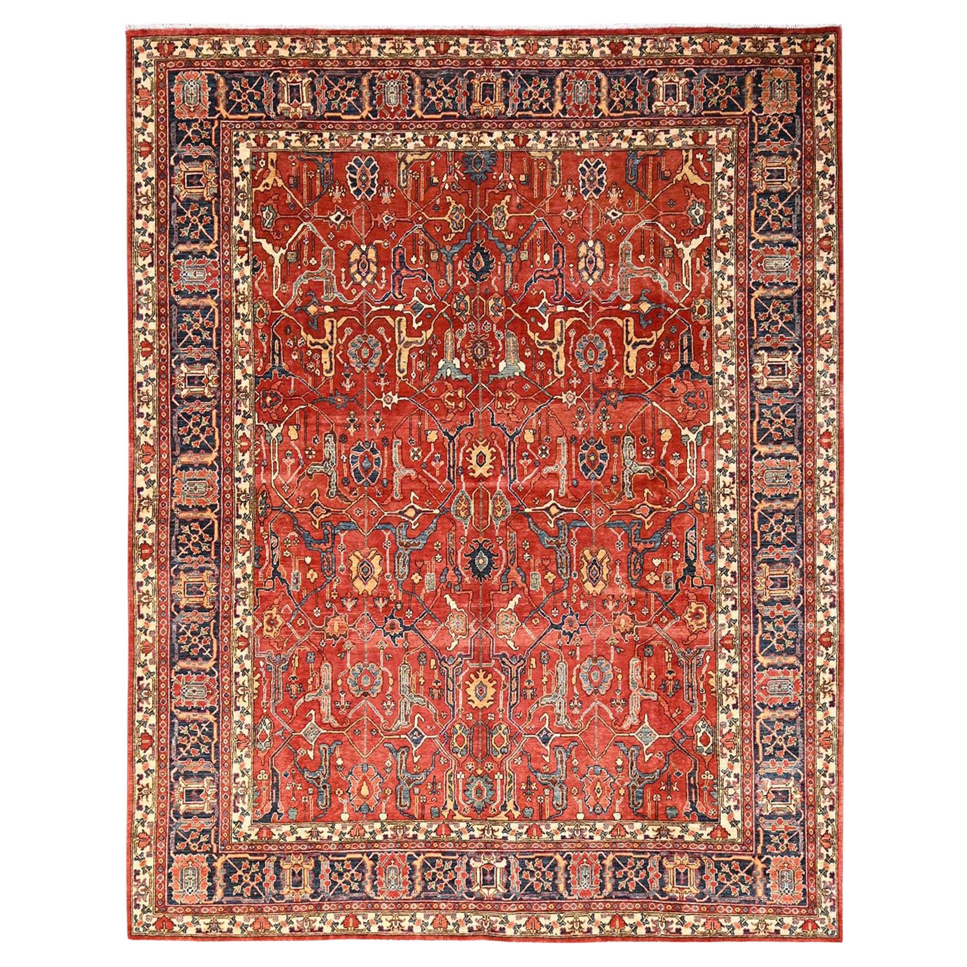 8
1 "x9
9" Rojo Baya Pura Lana Anudada a Mano Bijar Garus Diseño Alfombra Grado Aryana