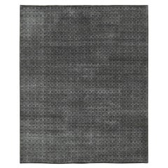 8'1"x9'9" Chocolate Brown Small Box Design Wool and Silk Hand Knotted Rug