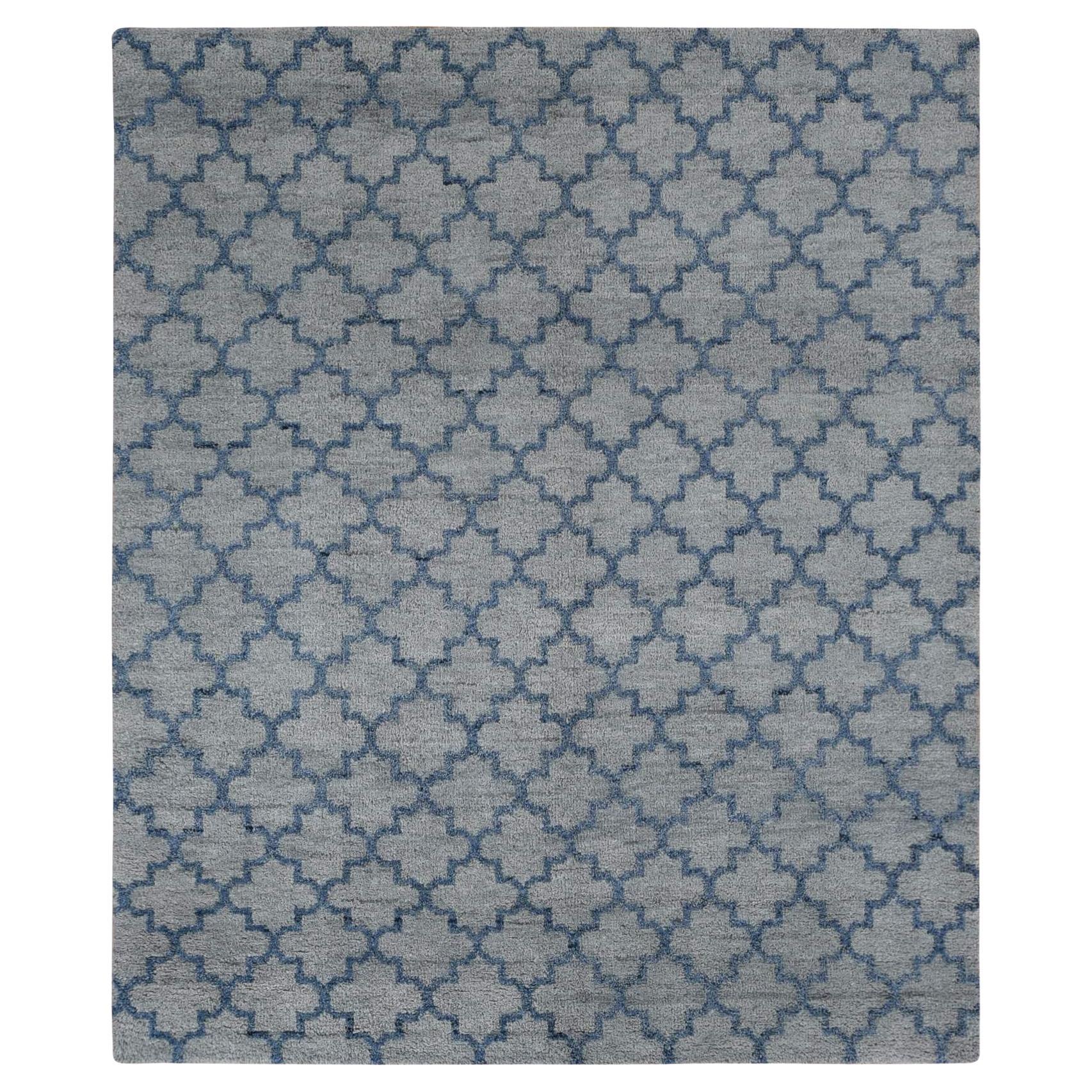 8
1 "x9
9" Gris nuage, noué à la main, tapis en pure laine au design berbère marocain
