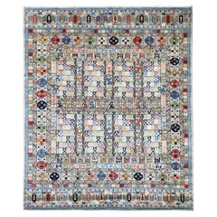 8'1"x9'9" Gray Afghan Ersari with Hutchlu Design Hand Knotted Wool Oriental Rug