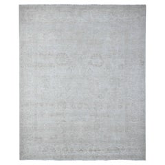 8'1"x9'9" Grauer handgeknüpfter Wollteppich mit gewaschenem Peshawar Ziegler Mahal-Design