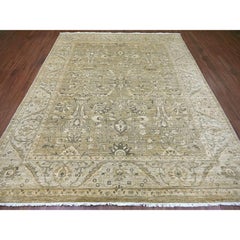 Tappeto in lana annodato a mano "Green Peshawar Ziegler Mahal" con motivo a tutta superficie, 8'1" x 9'9"