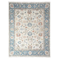 8'1"x9'9" Old Wood Wool Hand Knotted Oushak Inspired Oriental Rug