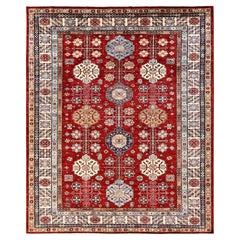 8
1 "x9
9" Rot Afghan Super Kazak Medaillons Design Handgeknüpft Reine Wolle Teppich