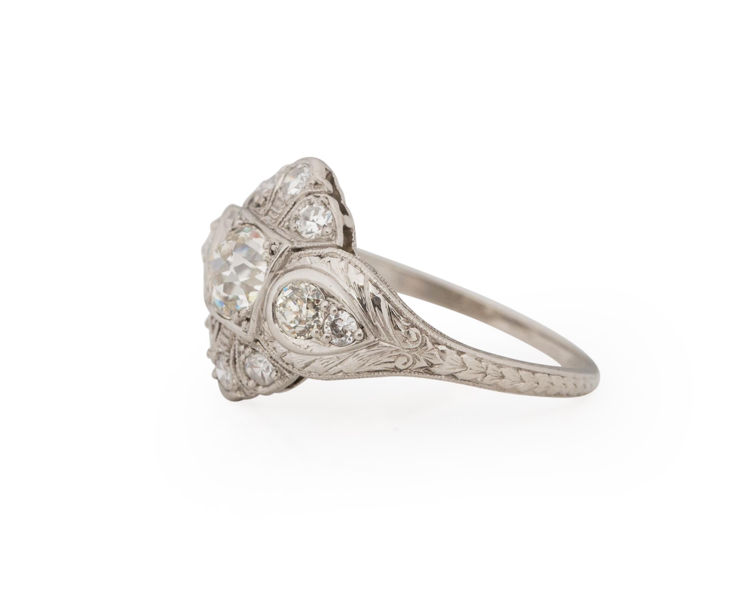 .82 Carat Art Deco Diamond Platinum Engagement Ring In Good Condition For Sale In Hicksville, NY