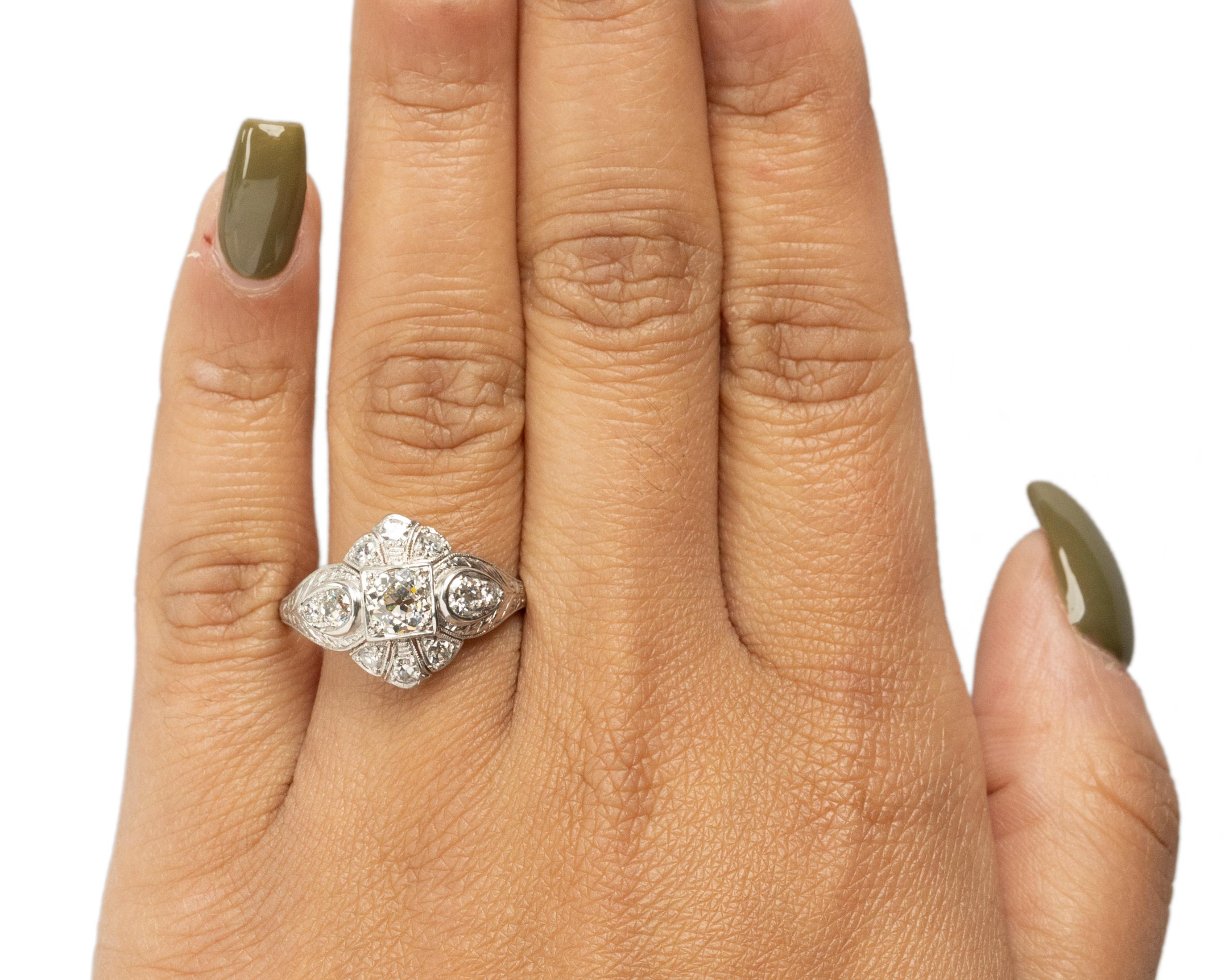 Women's .82 Carat Art Deco Diamond Platinum Engagement Ring For Sale