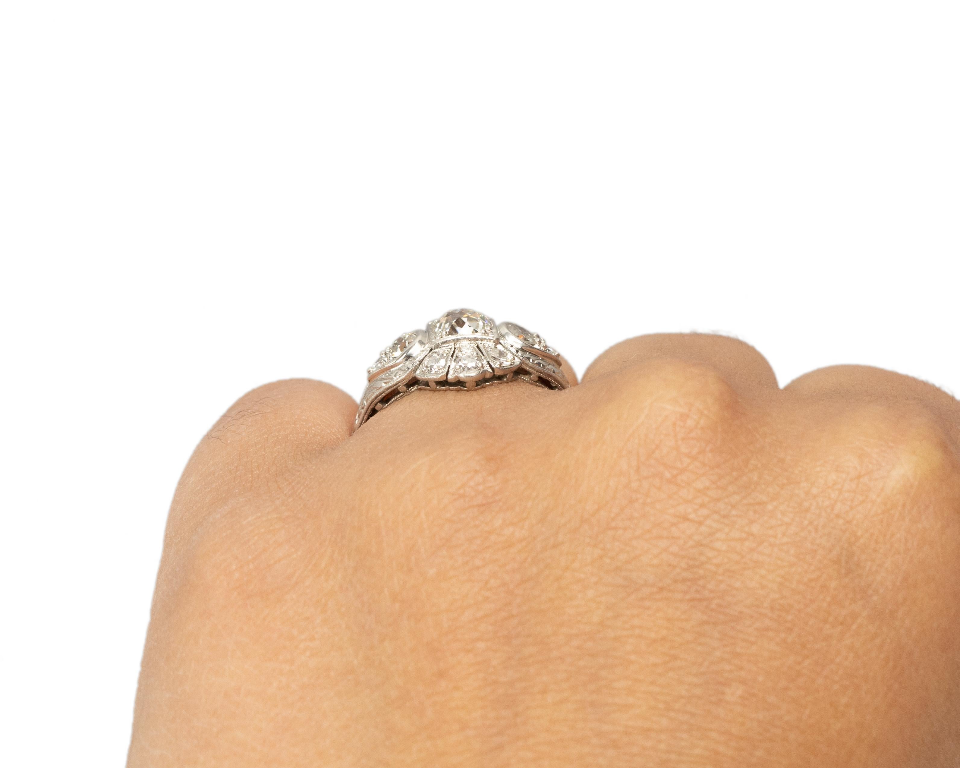 .82 Carat Art Deco Diamond Platinum Engagement Ring For Sale 1