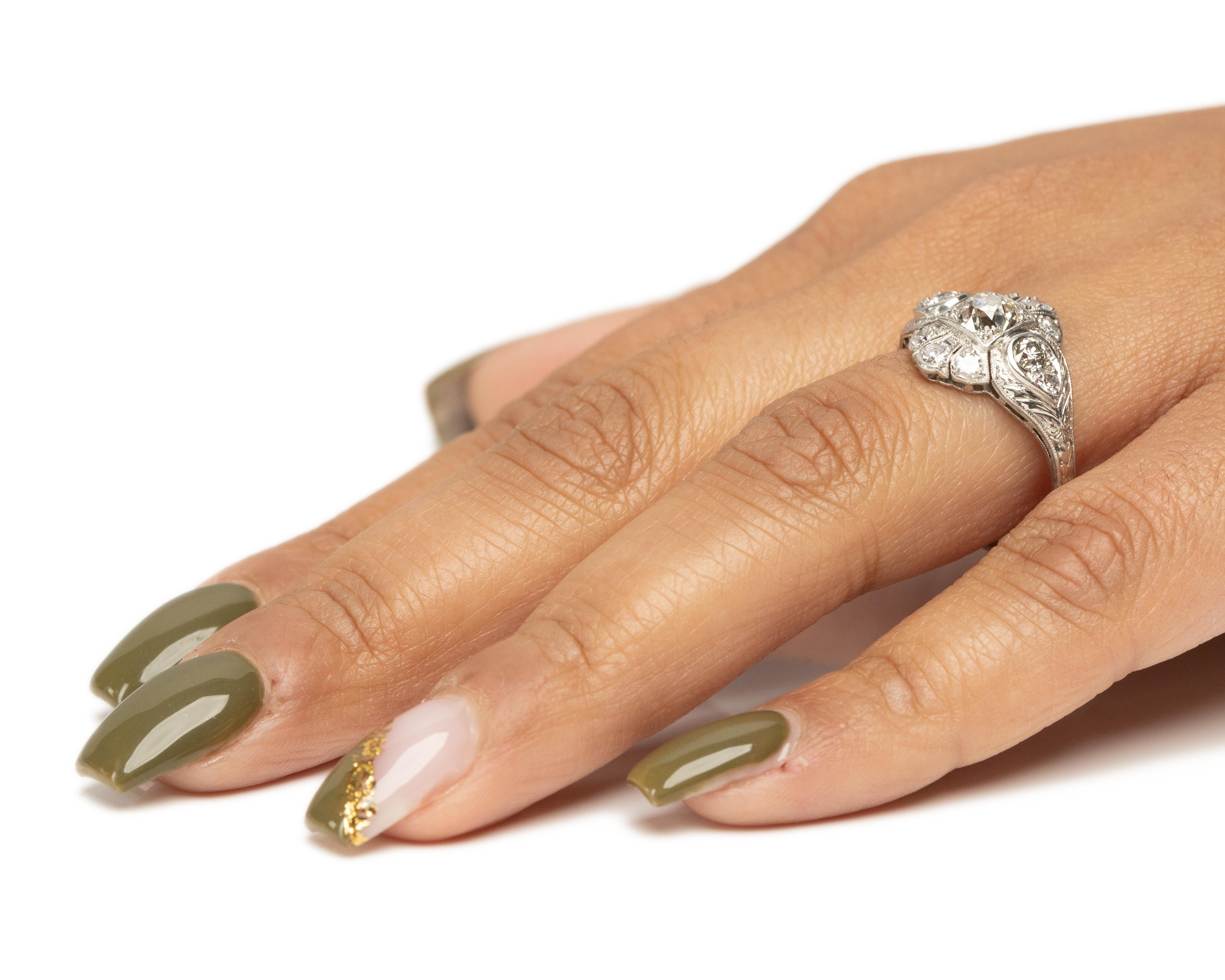 .82 Carat Art Deco Diamond Platinum Engagement Ring For Sale 2