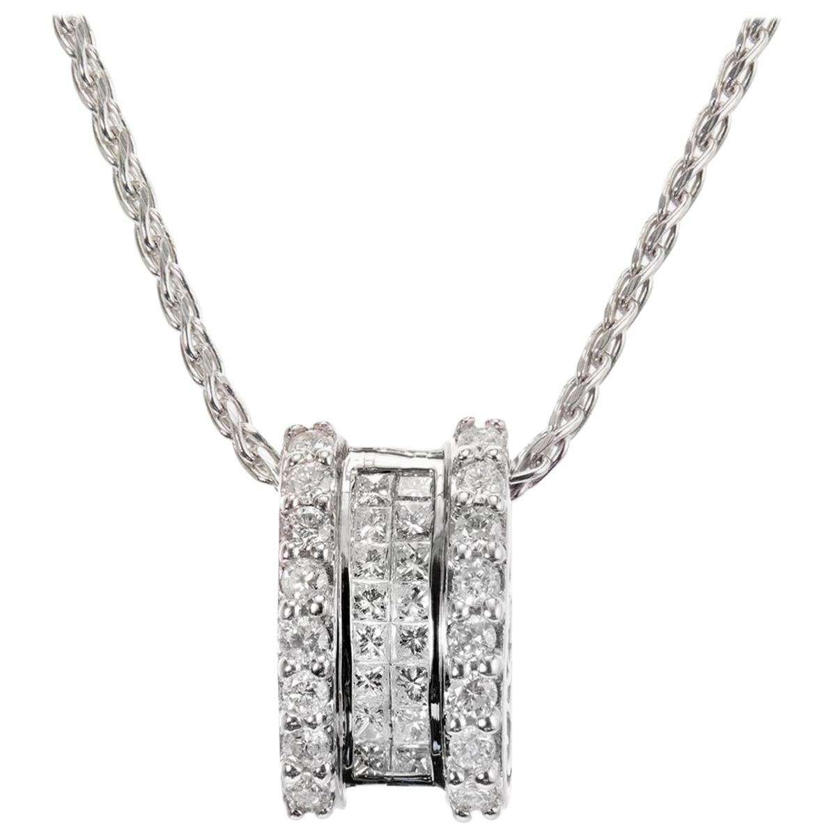 .82 Carat Diamond White Gold Slide Pendant Necklace For Sale