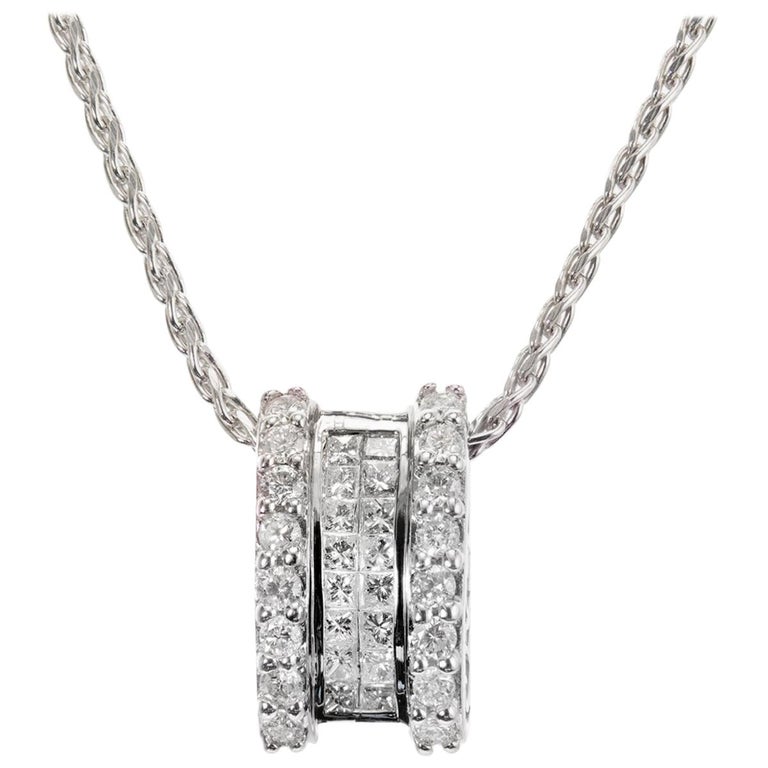 .82 Carat Diamond White Gold Slide Pendant Necklace For Sale at 1stDibs