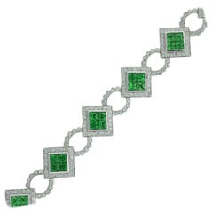 8.2 Karat Grüner Tsavorit und Diamant-Armband