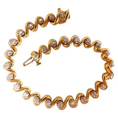 Bracelet à maillons en or 14 carats avec diamants ronds naturels de 0,82 carat