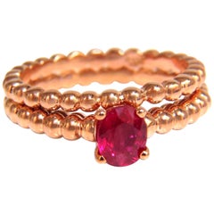 Bague solitaire et anneau en or 14 carats avec rubis naturel vif et brillant de 0,82 carat