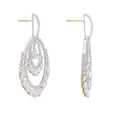Boucles d'oreilles pendantes en diamants taille rose de 8,2 carats et diamants ronds de 3,02 carats