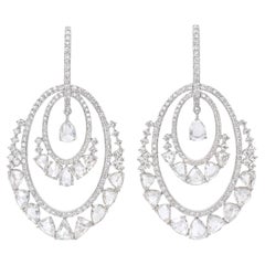 8.2 Carat Rosecut Diamond & 3.02 Carat Round Diamond Drop Earrings