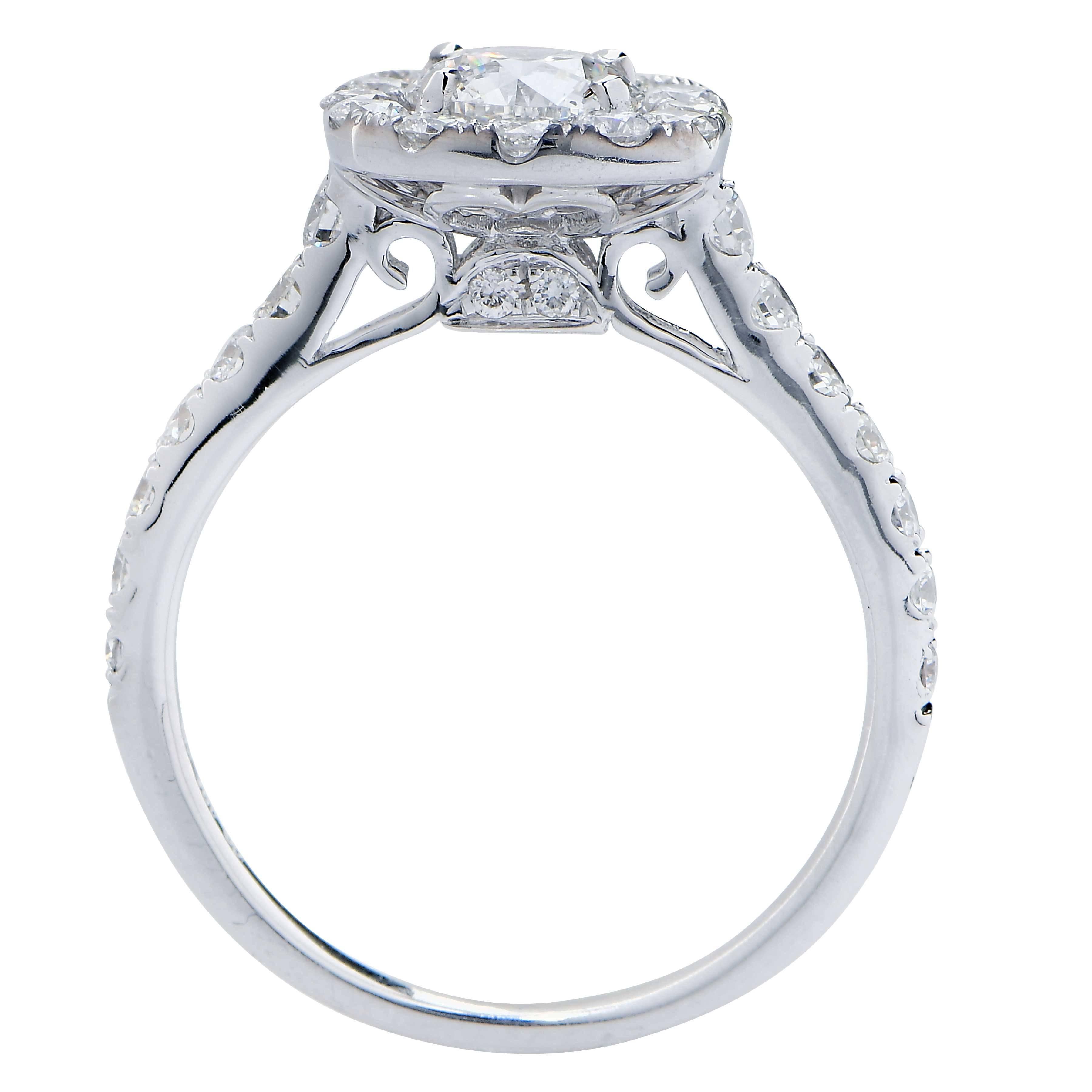 Modern .82 Carat Round Brilliant Cut Diamond Engagement Ring in 18 Karat White Gold