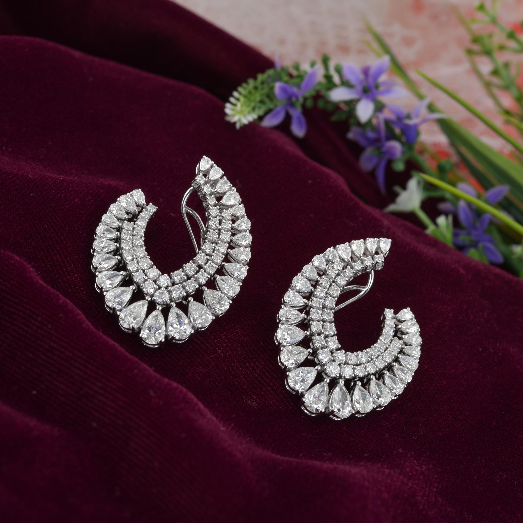 Modern 8.2 Carat SI Clarity HI Color Multi Diamond Earrings 14 Karat White Gold Jewelry For Sale