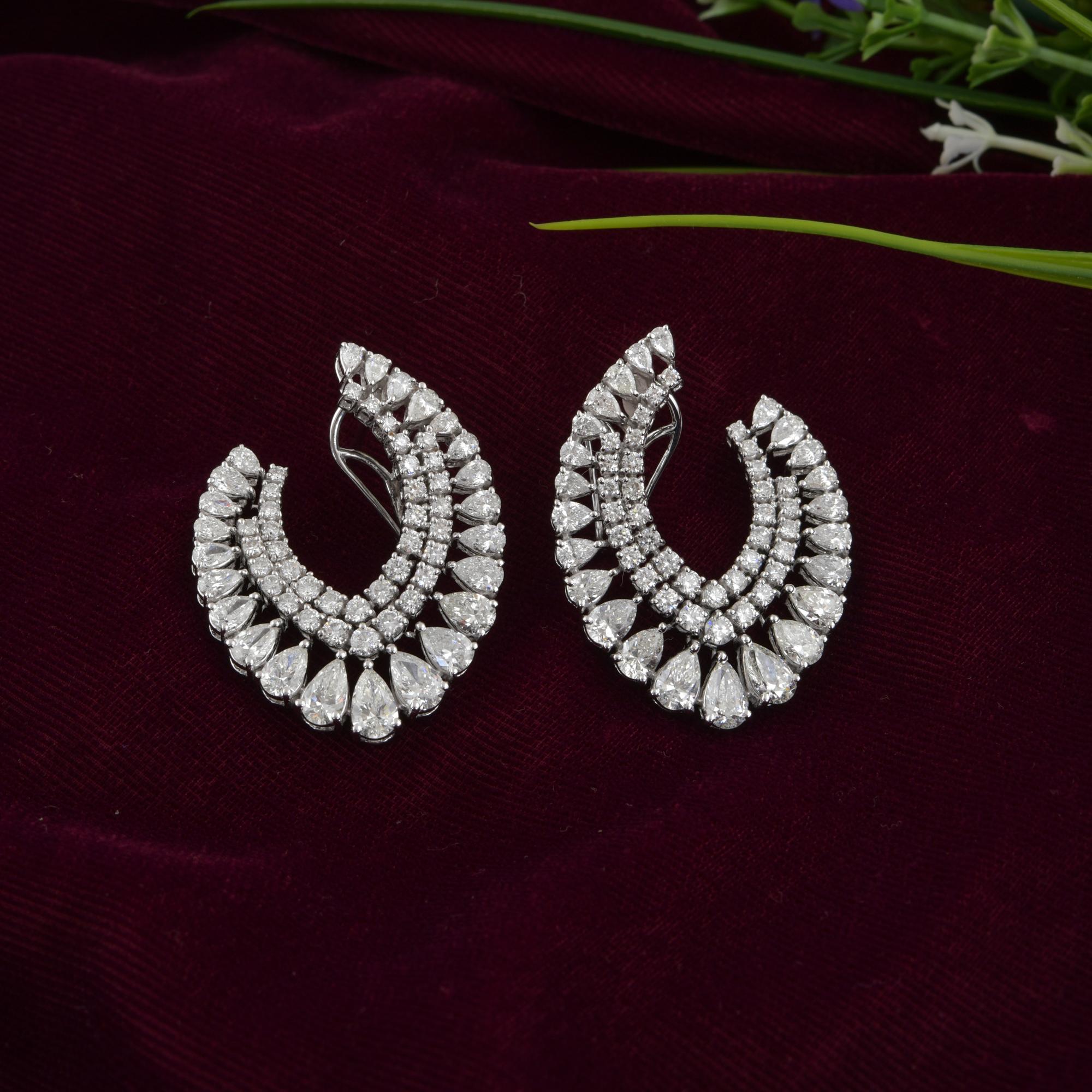 Pear Cut 8.2 Carat SI Clarity HI Color Multi Diamond Earrings 14 Karat White Gold Jewelry For Sale