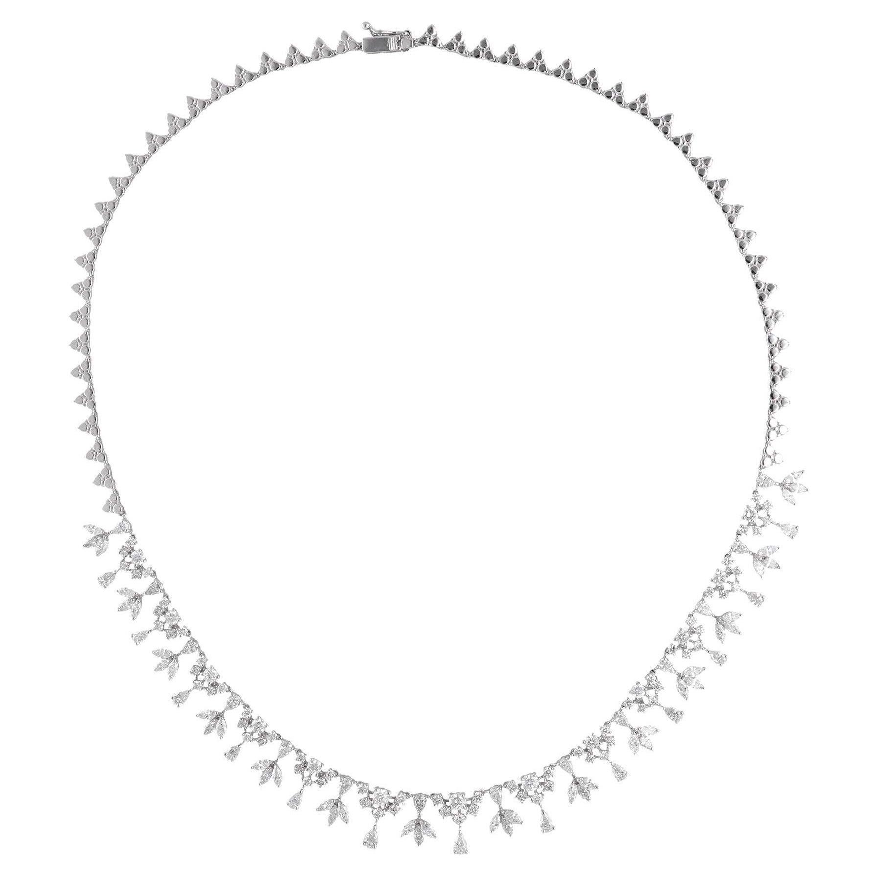 8,2 Carati SI/H Taglio Misto Collana con Diamanti Naturali 14 Karati Oro Bianco