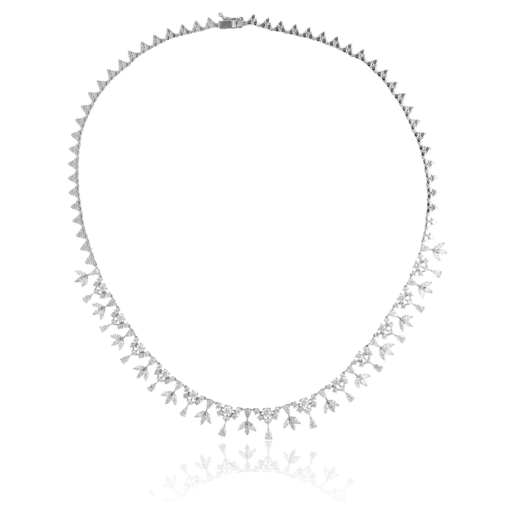 8,2 Carati SI/H Taglio Misto Collana di Diamanti Naturali H. H. 18 Karat White Gold