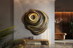 Framed Wall Mirror in Exclusive Textured Gold Finish / Led Lighting