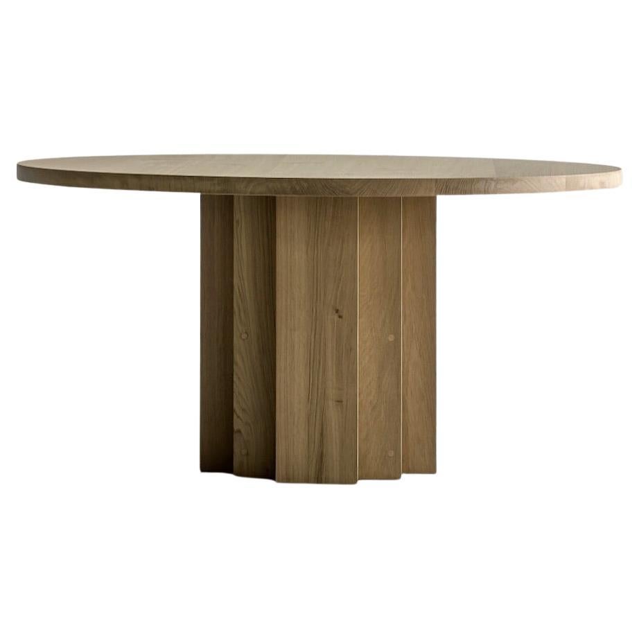 82" Round Solid Belgian Oak Dining Table For Sale