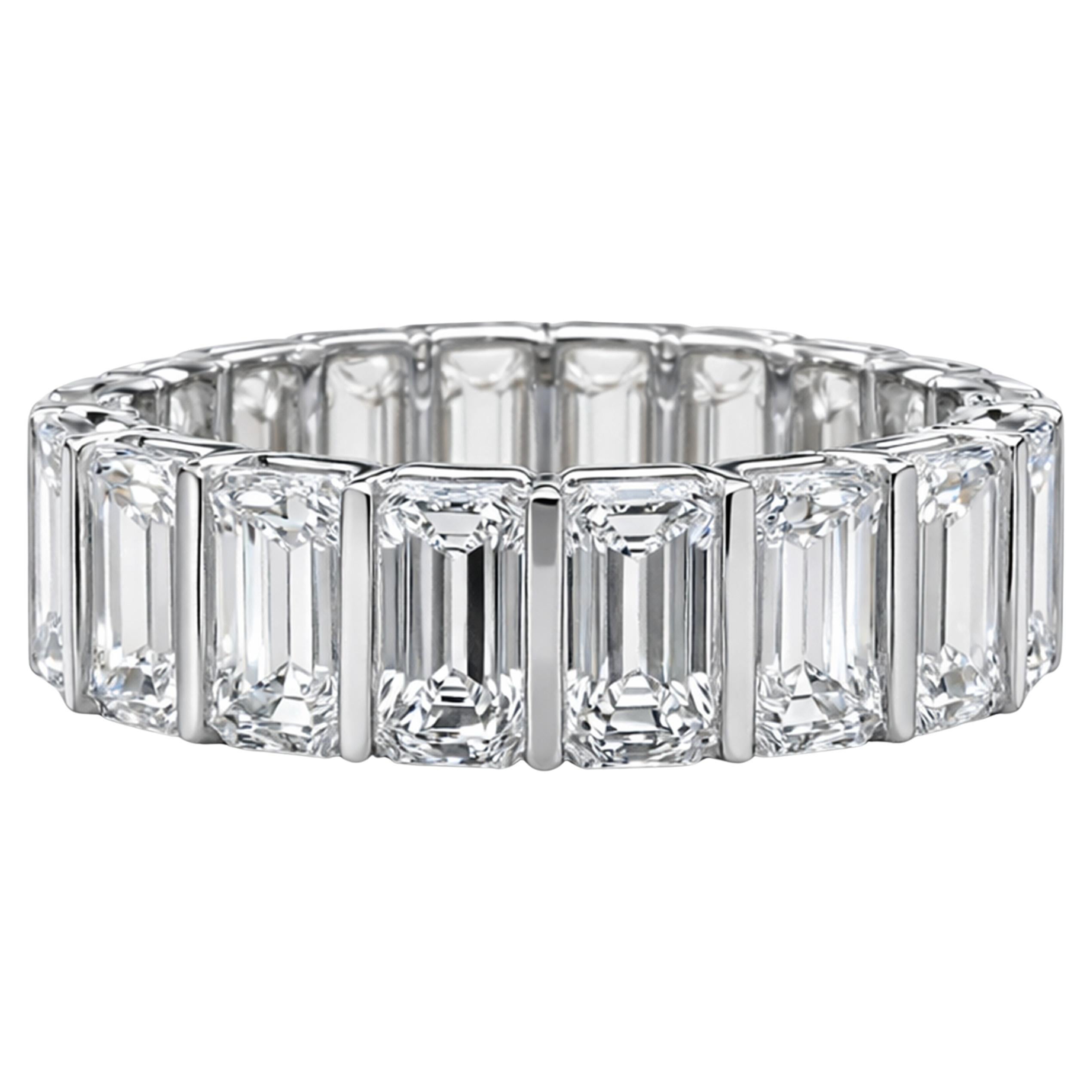 8.20 Carat Platinum Natural Emerald Cut Diamond Full Eternity Band