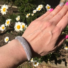 8.20 Carat Cubic Zirconia 14Kt Yellow Gold Fancy Art Deco Filigree Swirl Bangle