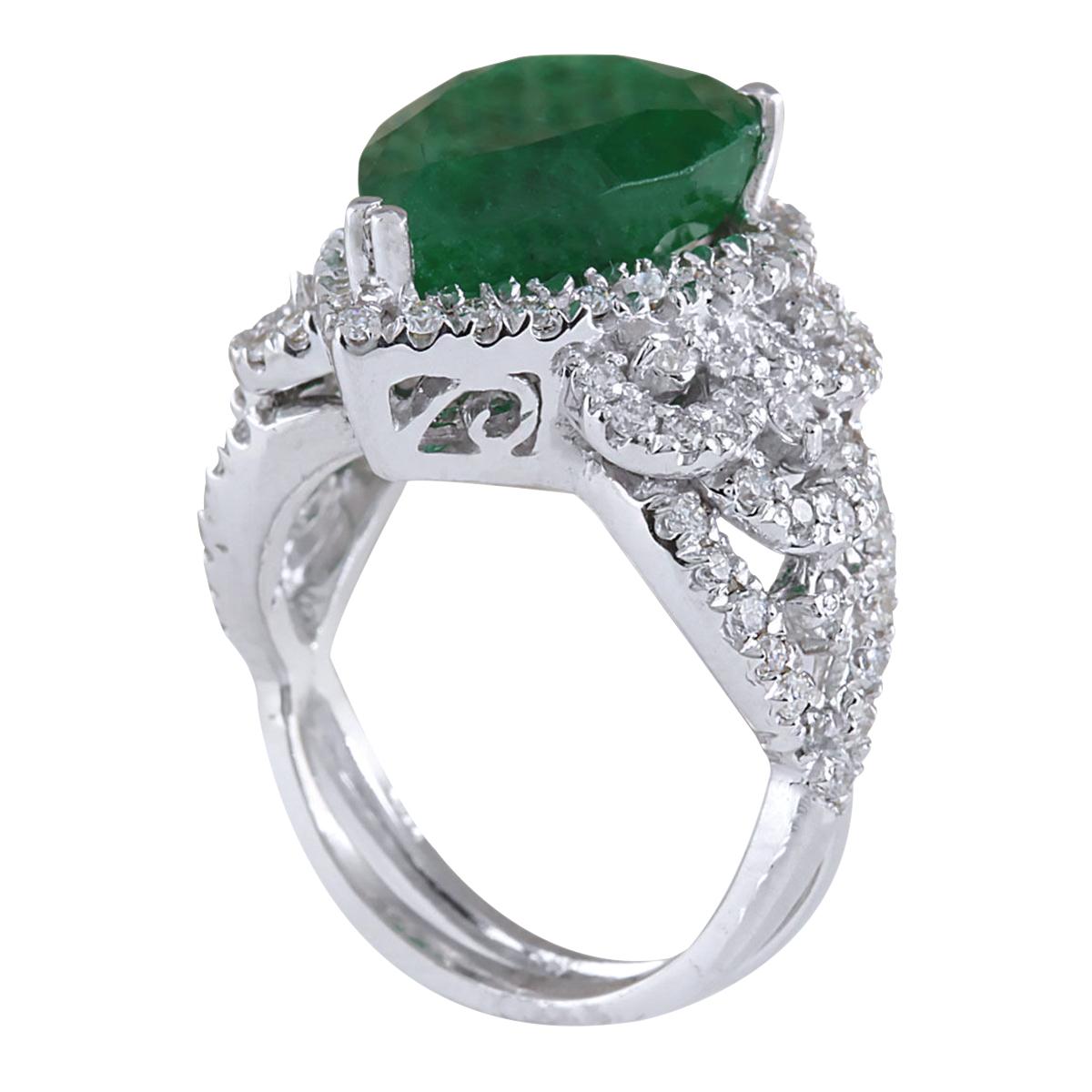 Exquisiter natürlicher Smaragd-Diamantring aus 14 Karat Weißgold  (Moderne) im Angebot
