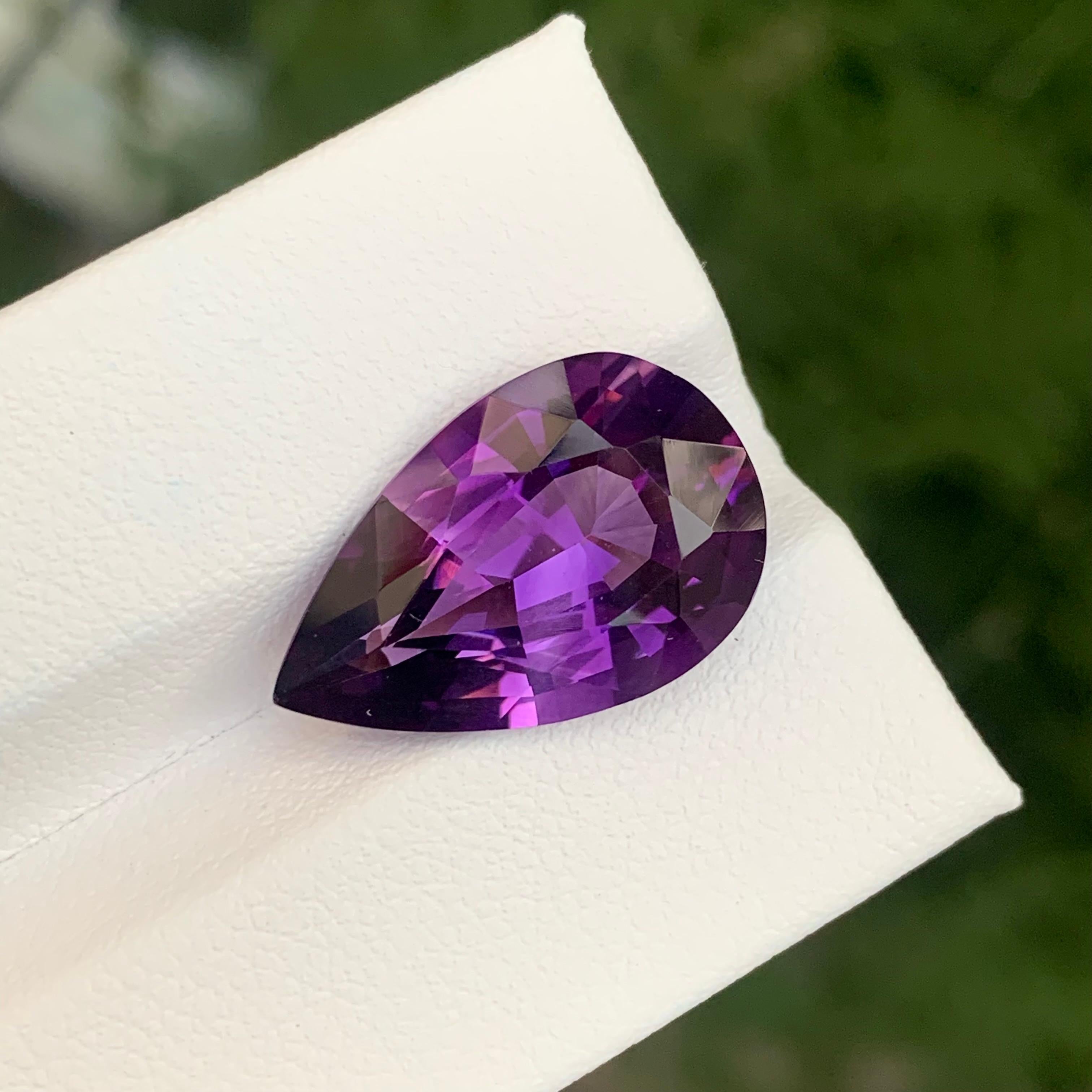 Arts and Crafts 8.20 Carat Natural Loose Amethyst Pear Shape Gemstone For Sale