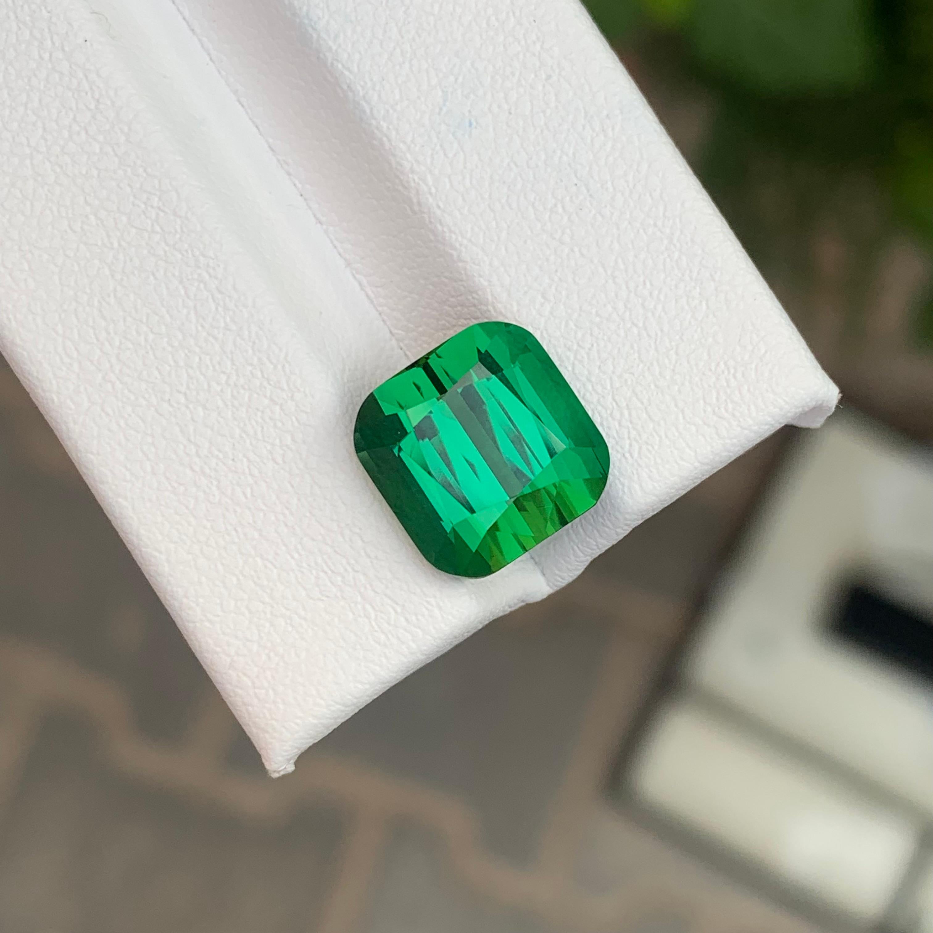8.20 Carat Natural Loose Green Tourmaline Cushion Shape Gemstone (Tourmaline verte en forme de coussin) Neuf - En vente à Peshawar, PK