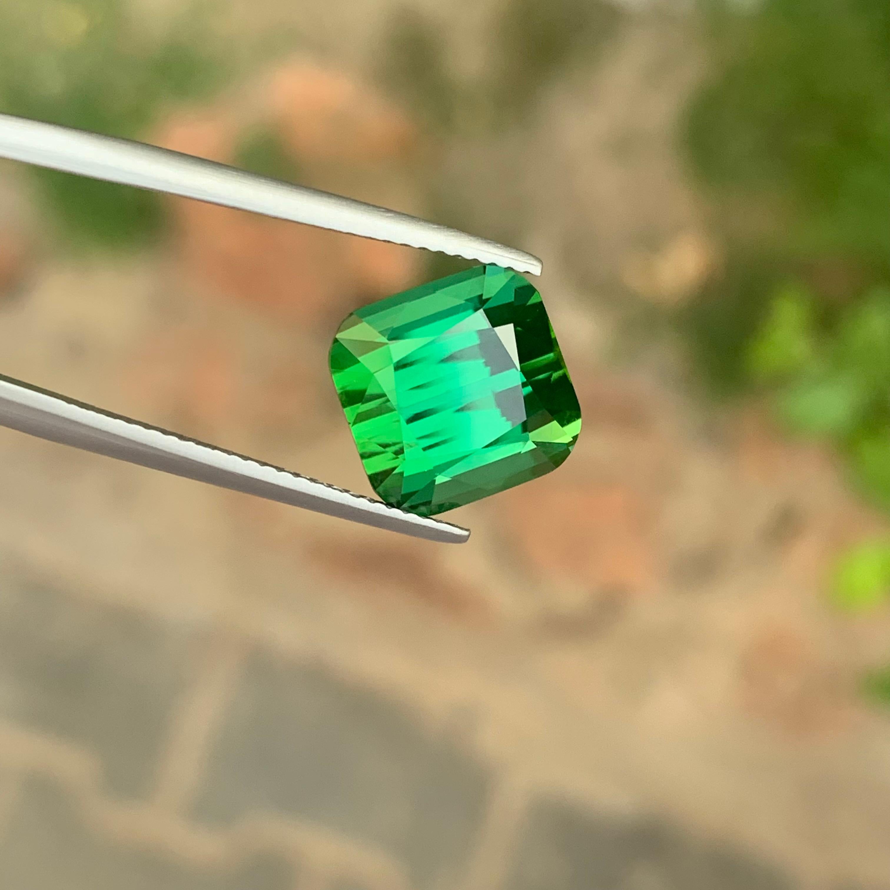 8.20 Carat Natural Loose Green Tourmaline Cushion Shape Gemstone (Tourmaline verte en forme de coussin) en vente 1