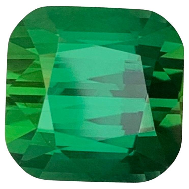 Gema natural suelta de turmalina verde de 8.20 quilates en forma de cojín
