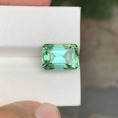 8.20 Carat Natural Loose Mint Green Tourmaline Emerald Cut African Gemstone