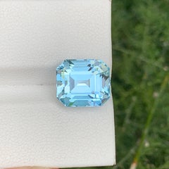 8.20 Carat Natural Loose Sky Blue Topaz Stone Emerald Cut African Gemstone