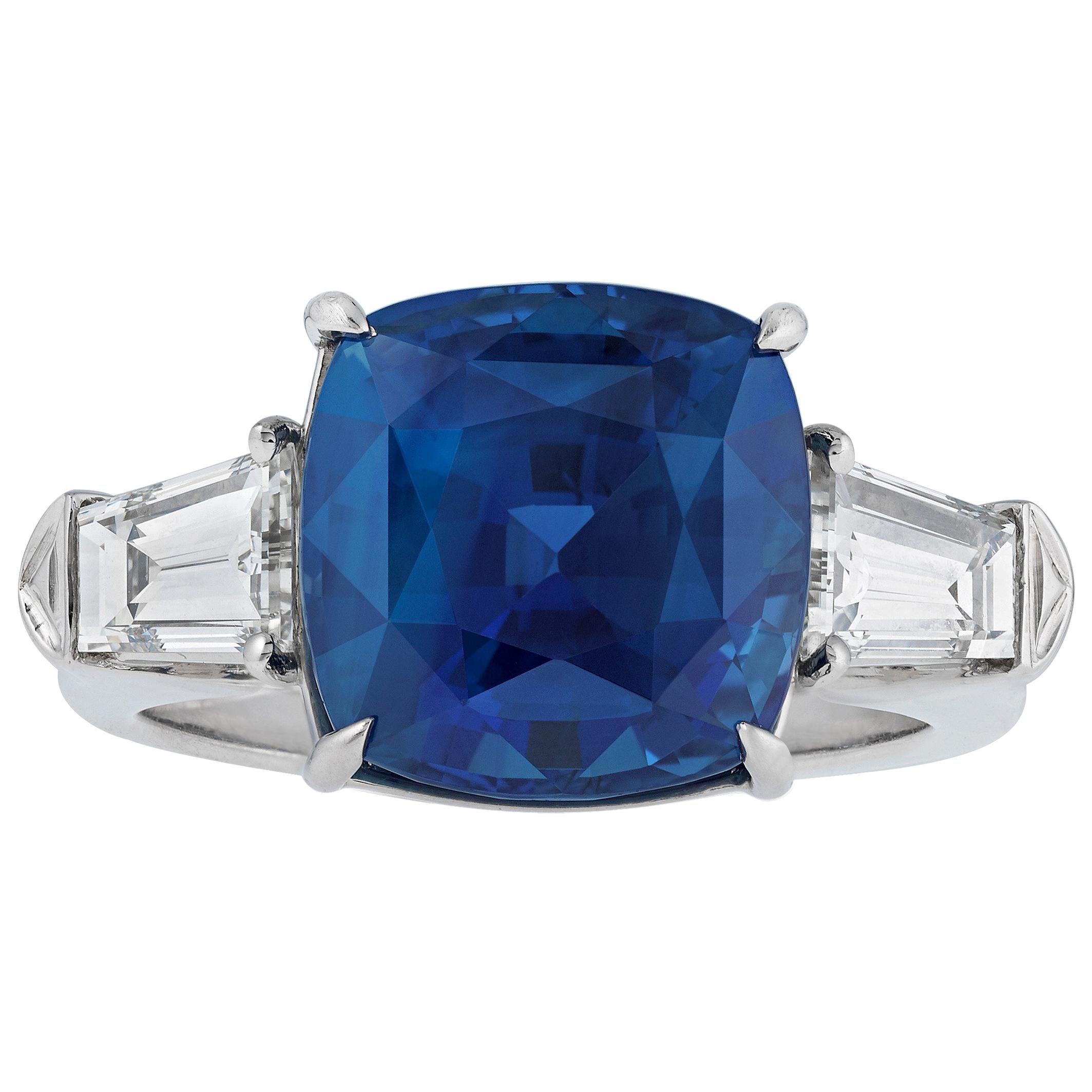 8.20 Carat Natural Sapphire and Diamond Ring For Sale