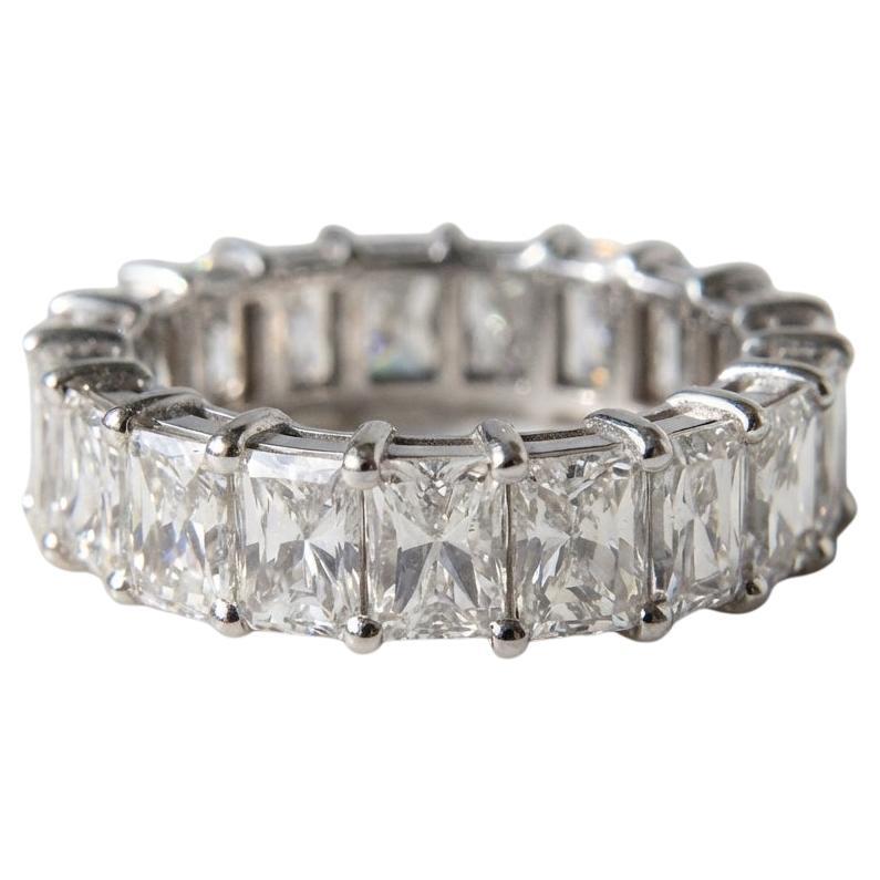 8.20 Carat Radiant Cut Diamond Eternity Band 18 Karat White Gold