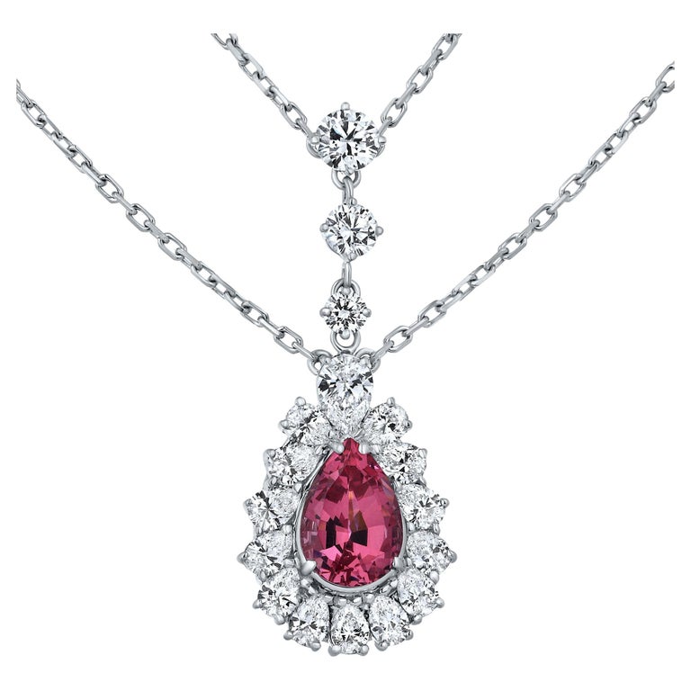8.20 Carat Rare Pink Spinel Gemstone and Diamonds Necklace in 18K
