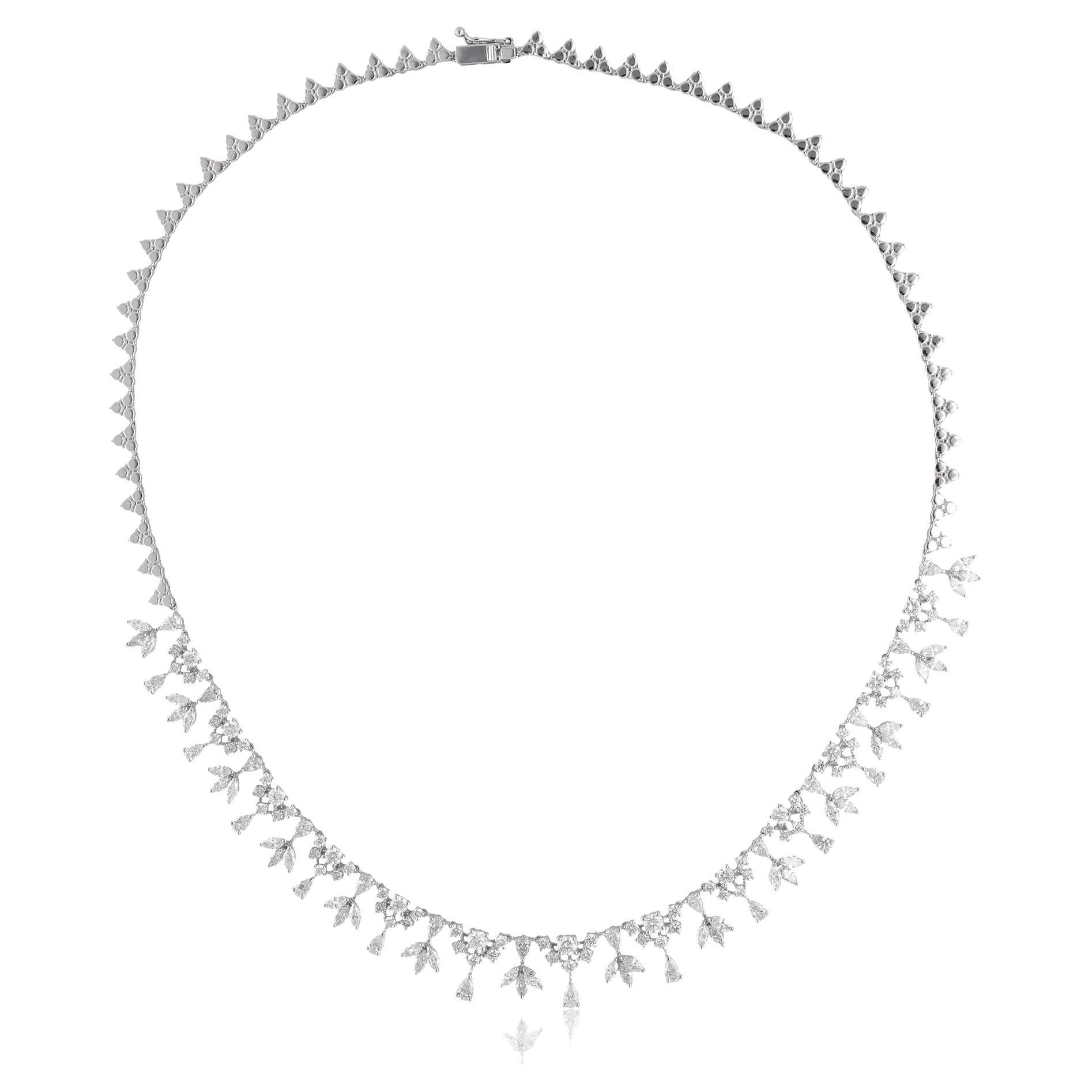 8.20 Carat Round Pear Marquise Diamond Necklace 18 Karat White Gold Fine Jewelry