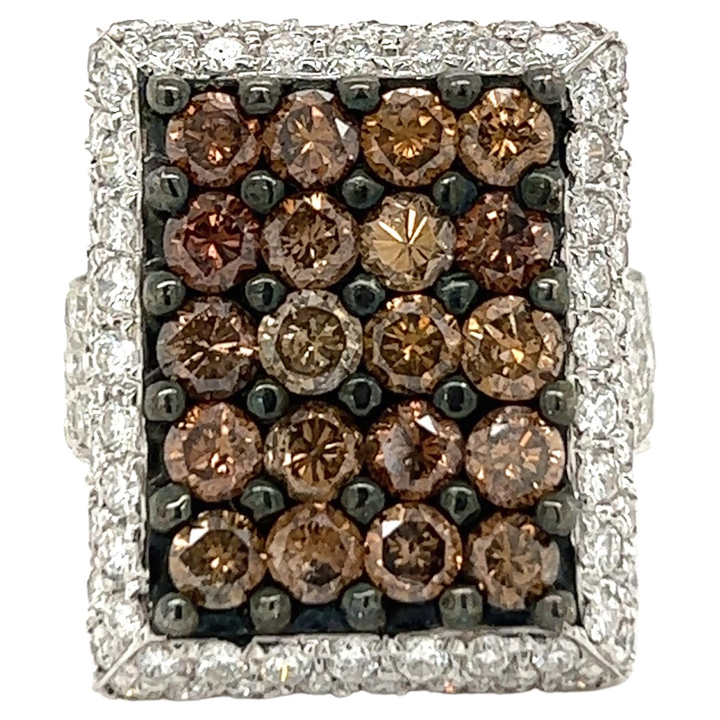 8.20 Carats Brown and White Diamond Ring For Sale