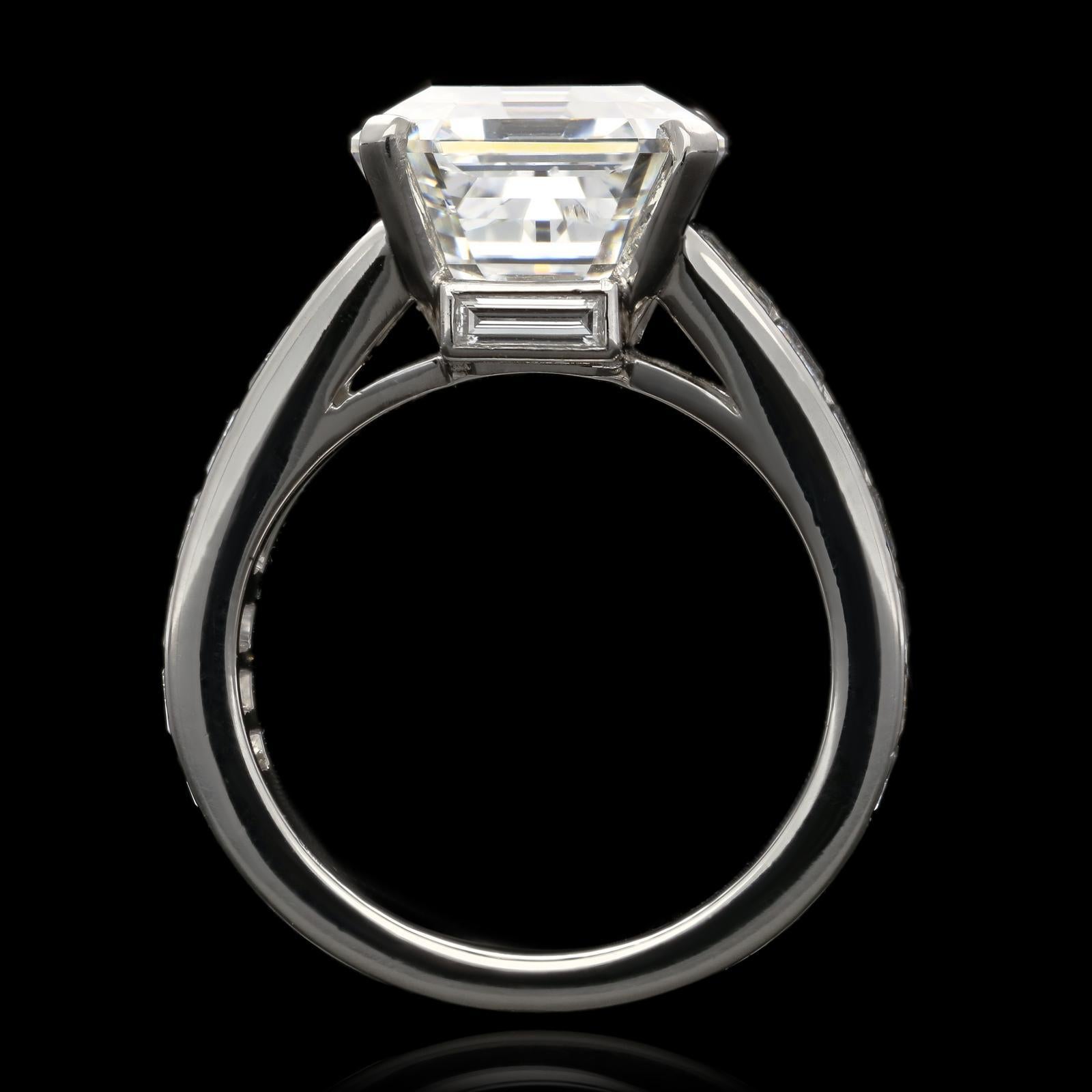 8.20ct F VS1 Vintage Emerald Cut Diamond Ring by Cartier, Paris In Excellent Condition In London, GB