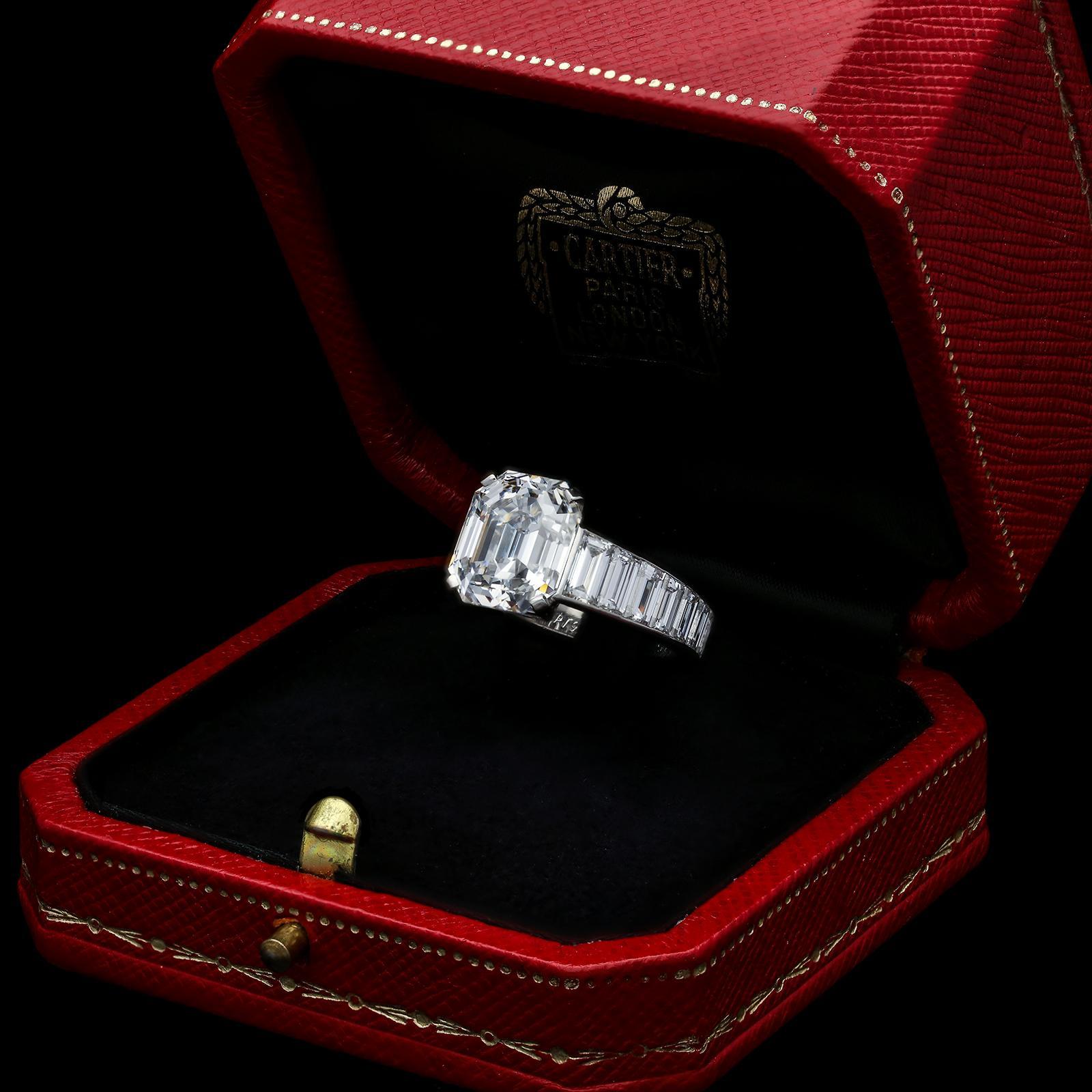 8.20ct F VS1 Vintage Emerald Cut Diamond Ring by Cartier, Paris 2