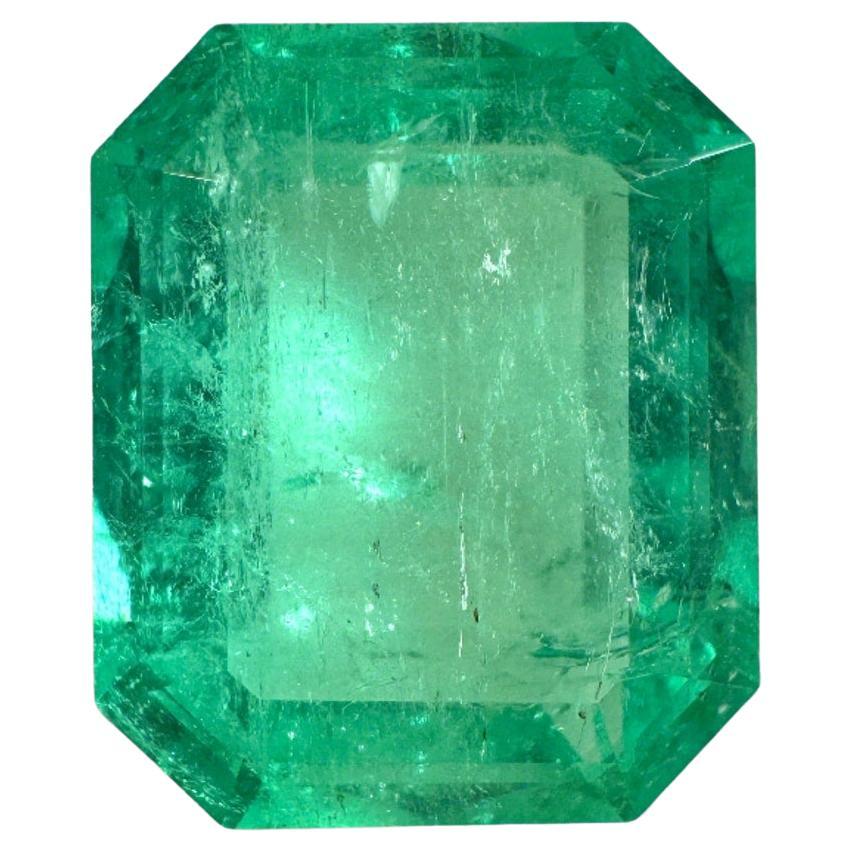 8.20ct Medium Green Emerald Cut Colombian Gem 14x11.4 Genuine May Birthstone (pierre de naissance de mai)